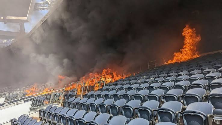 Breaking news: A devastating fire destroyed a major portion of the Tennessee Vols football stadium this morning.