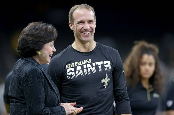 DEAL DONE: Gayle Benson, owner of the next Orleans Saints, signs a $989.7 million handshake agreement with Drew Brees to become the team’s next general manager after Mickey Loomis departs.