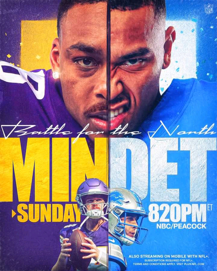 Breaking News: Game 272. Vikings vs. Lions for the NFC North and the No. 1 seed………. more details ⬇️