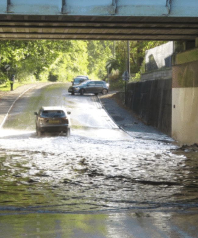 DEEP WATER FLOODING : Councillor blames TfL for recurrent flooding under bridge in Amersham