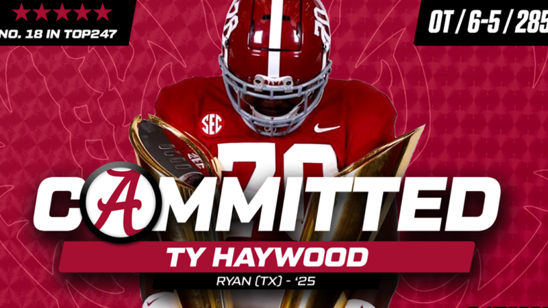 DEAL DONE:Former Alabama commit and 2025 five-star offensive tackle Ty Haywood has signed with Michigan. Haywood had been committed to the Crimson Tide for six months before….