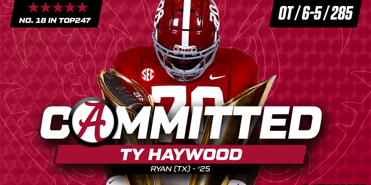 DEAL DONE:Former Alabama commit and 2025 five-star offensive tackle Ty Haywood has signed with Michigan. Haywood had been committed to the Crimson Tide for six months before….