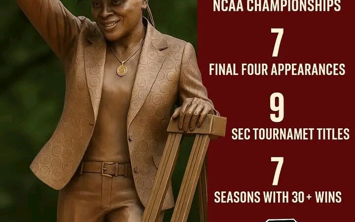 Presently: The statue of Dawn Staley is unveiled in Columbia, South Carolina, and A’ja Wilson pays a moving homage………….