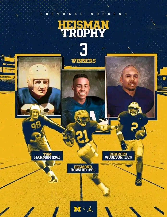Our THREE Heisman Trophy Winners. Los Angeles, California – Netflix has released a compelling new documentary highlighting the remarkable achievement of three Michigan Wolverines football players who have won the prestigious Heisman Trophy: Tom Harmon (1940), Desmond Howard (1991), and Charles Woodson (1997)….